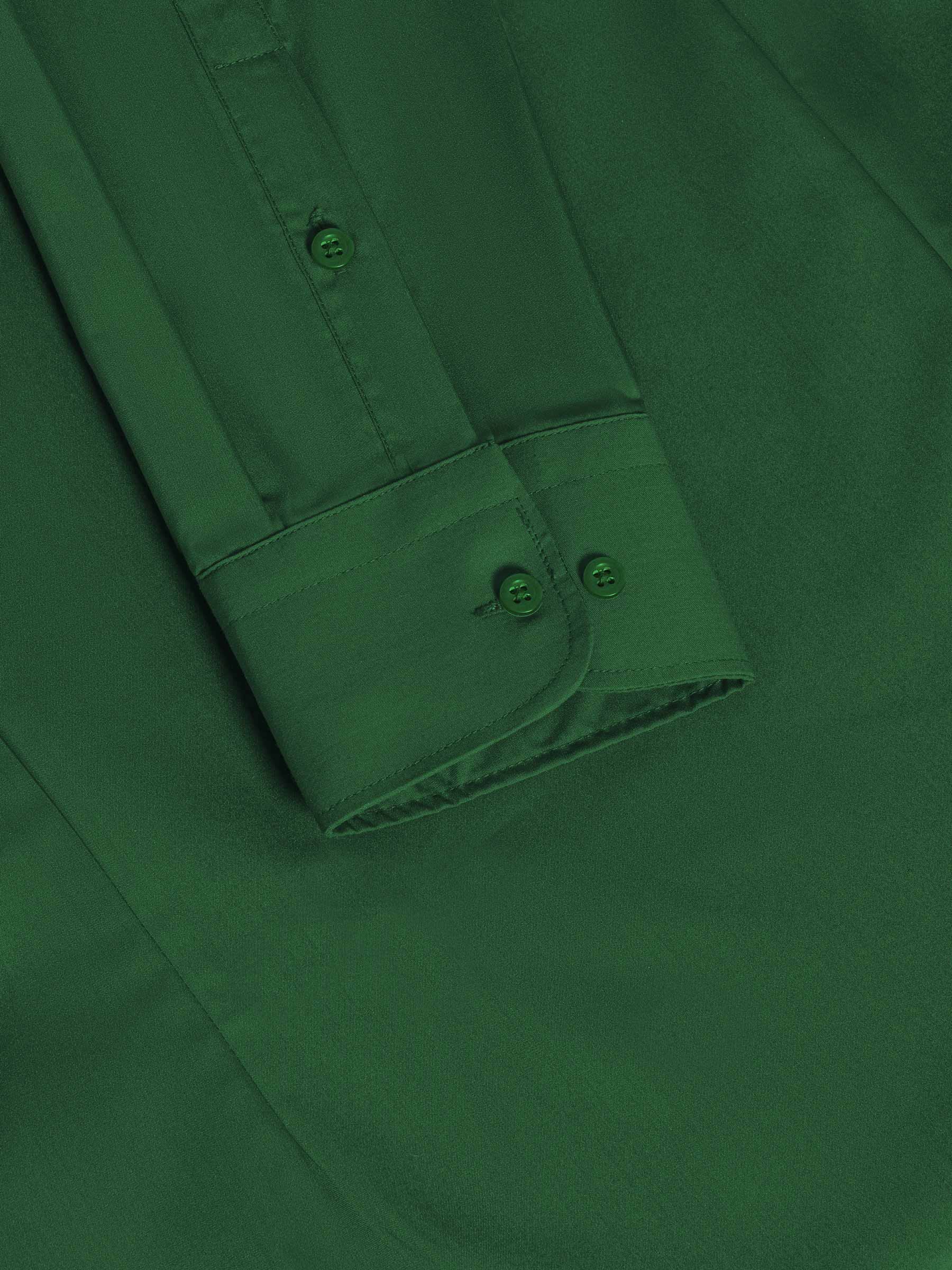 Leira Solid Green Overhemd Lange Mouw