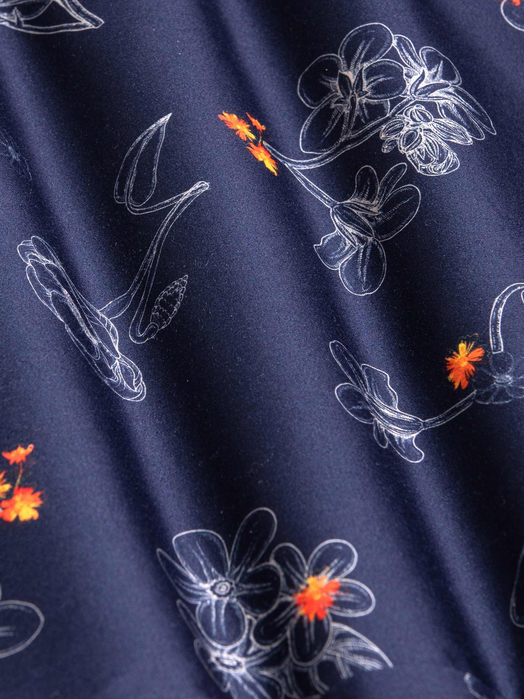 Baga Navy  Floral Print Overhemd Longe Mouw -XL