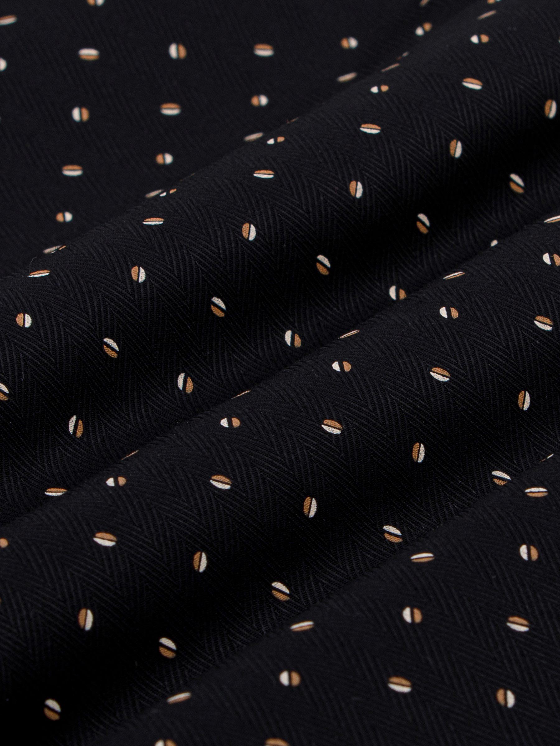 Verdantia Coffee Bean Pattern Black Overhemd Lange Mouw-L-XL